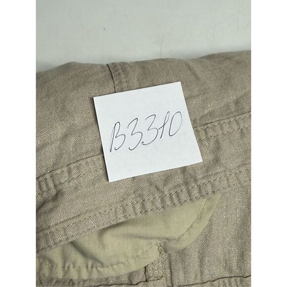 GAP Solid Tan Fitted Linen Moto Shine Jacket Lightweight Sz L Full Zip *Notes - Picture 13 of 13